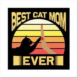 Best Cat Mom Ever Vintage Retro Sunset Posters and Art